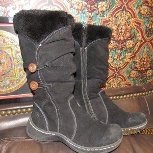 Bare Traps, Esha, Black Leather, Suede, Faux Fur, Mid Calf, 14” Boots 6.5 M